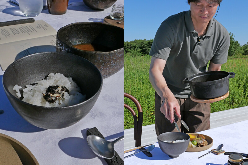海苔奶油醬拌入現煮的土鍋炊飯讓人心滿意足。 海苔奶油醬拌入現煮的土鍋炊飯讓人心滿意足。