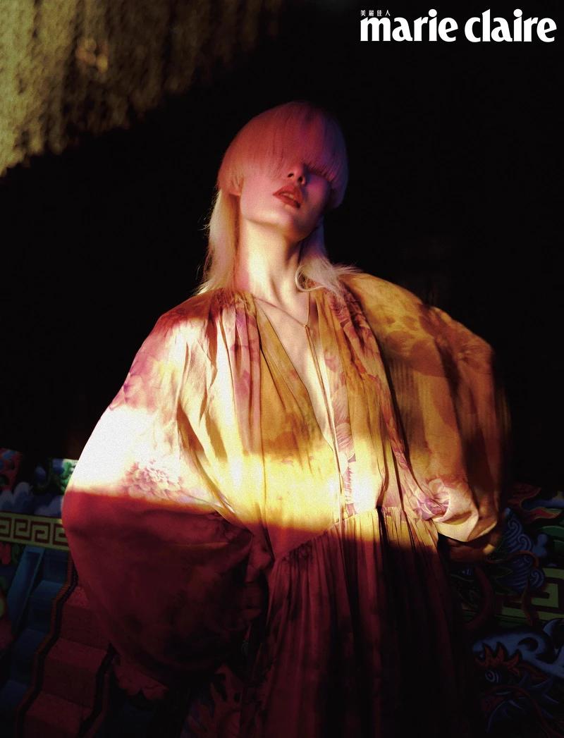 印花薄紗洋裝，Celine。