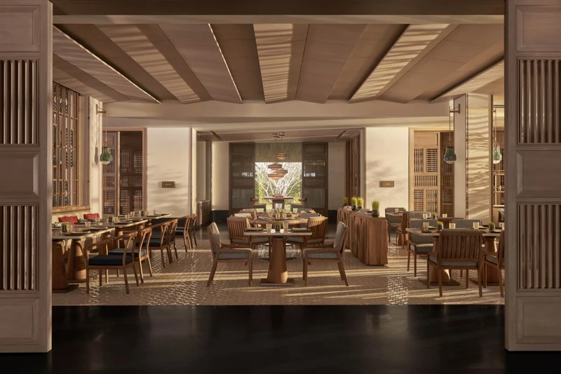 度假村內的「Rice Market」餐廳。 度假村內的「Rice Market」餐廳。