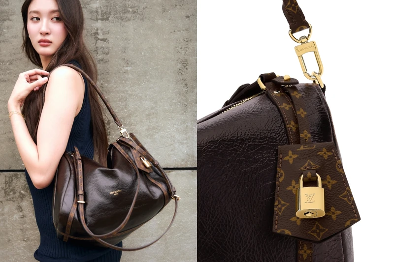 Express 手袋上的金色掛鎖與可拆式鎖匙套，致敬品牌旅行箱經典設計