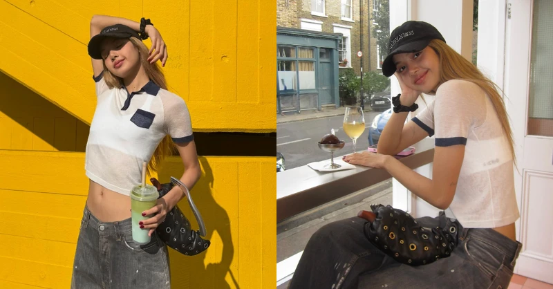 BLACKPINK Lisa 手提泰國設計師品牌 BOYY 的黑色辣椒造型包 BLACKPINK Lisa 手提泰國設計師品牌 BOYY 的黑色辣椒造型包