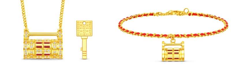 周大福傳喜系列 黃金鑲天然鑽石項鍊(附鑰匙) NTD 78,900起/黃金鑲天然鑽石手鍊 NTD 63,900