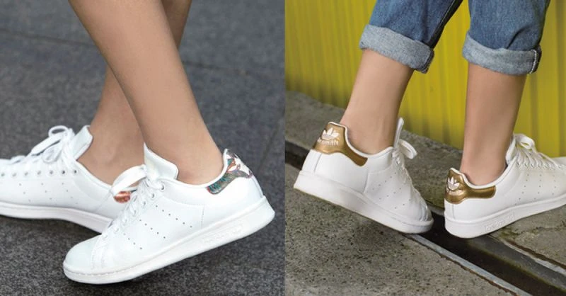 左：Farm聯名系列Stan Smith，NT$3,290；右：金色Stan Smith，NT$3,290；以上為adidas Originals 