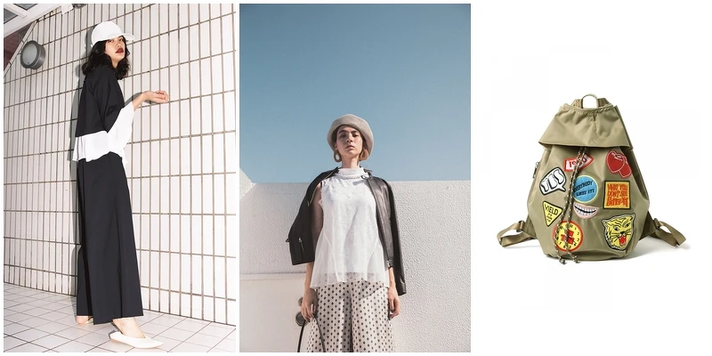 由左至右：BEAMS選品，Ray BEAMS女裝、LAYERING女裝、Ray 貼圖背包