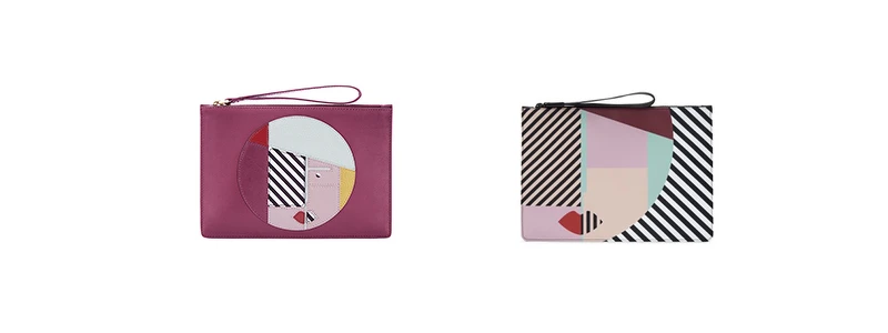 (由左至右) 幾何娃娃臉小物包NT7,280/ 幾何娃娃臉手拿包NT5,580