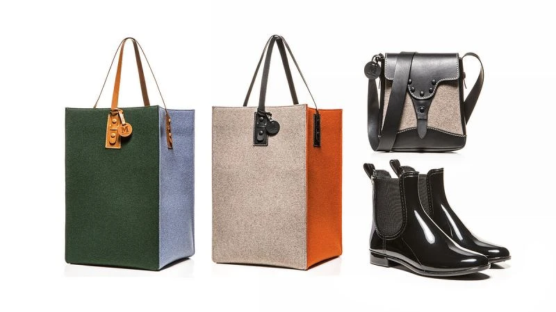 拼接色塊大托特包，拼接側背肩包，黑色短靴，all by M Missoni。