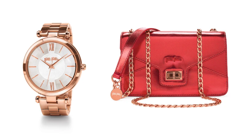 (左)Lady Bubble系列腕錶，NT$10,690 (右)Metallic Love系列肩背包，NT$9,790