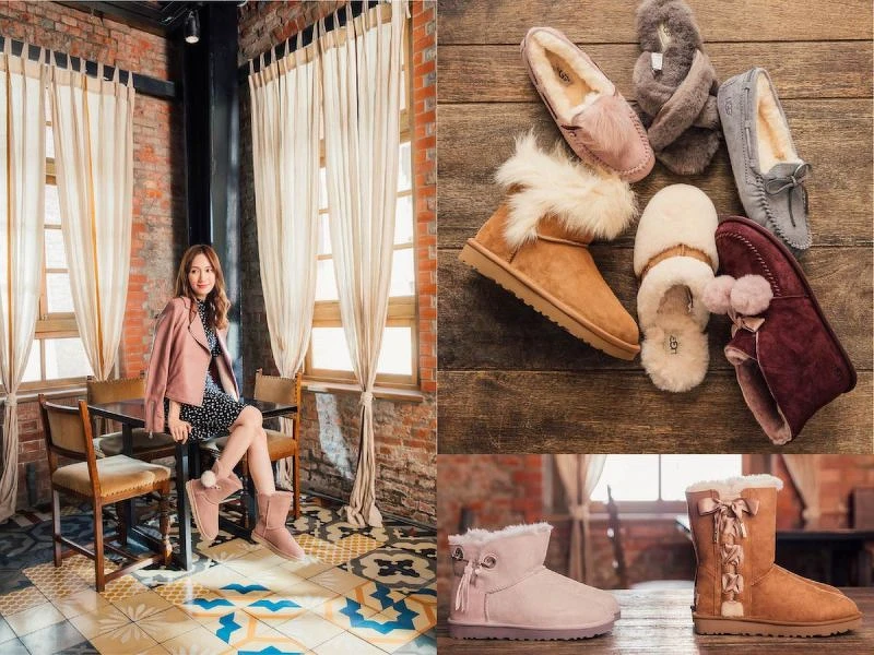 Irina迴紋針吊飾毛毛球中筒靴 NT.9500 / Dakota 毛毛球平底鞋 NT.5500 ；Abela 羊毛拖鞋 NT.3500 ；Dakota 蝴蝶結平底鞋 NT.5500 ；Kallen 毛毛球短靴 NT.5500 ；Dalla 毛毛室內鞋 NT.4000 ；Milla 羊毛短靴 NT.8500 / Josey 迴紋針吊飾短靴 NT.8800（左）Pala 緞帶裝飾中筒靴 NT.9200（右）