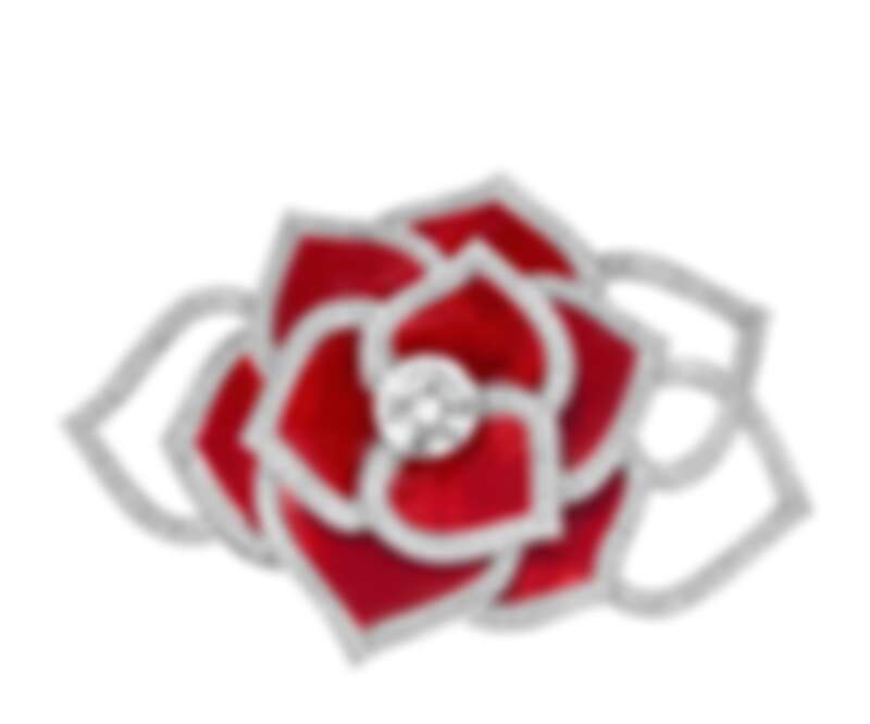 Piaget Rose Extraordinaire內塡琺瑯工藝頂級珠寶鑽石胸針