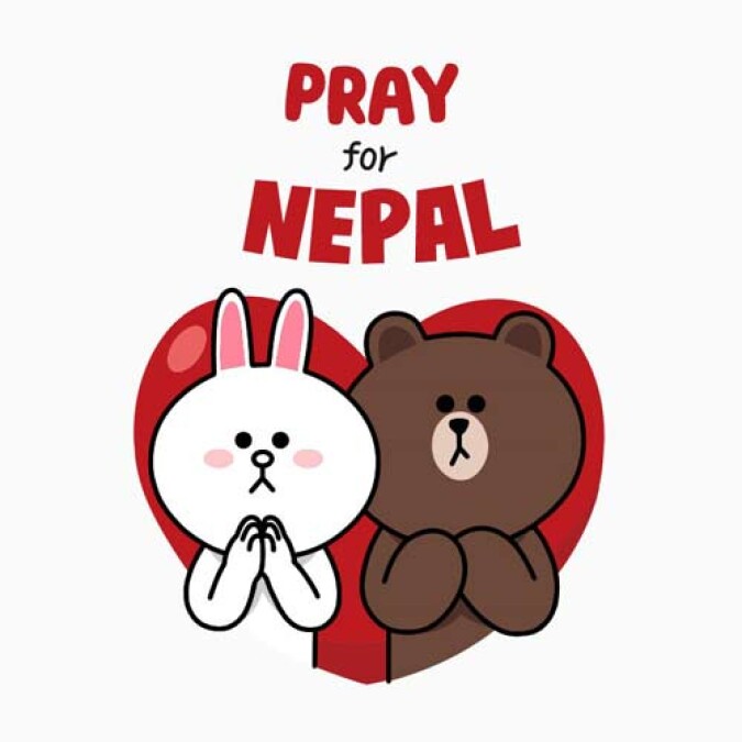 「為尼泊爾祈福」LINE推出全球慈善貼圖協助尼泊爾地震受災戶