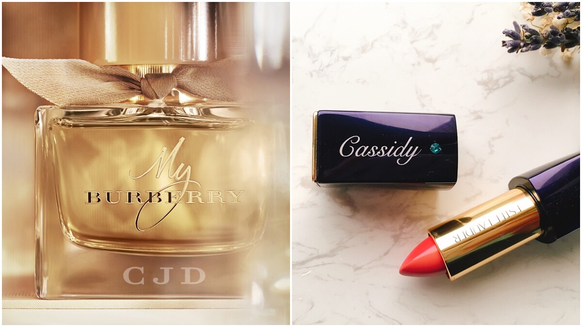 在口紅、香水瓶身上刻上自己的姓名字母，專屬的訂製款美妝禮物最有紀念價值
