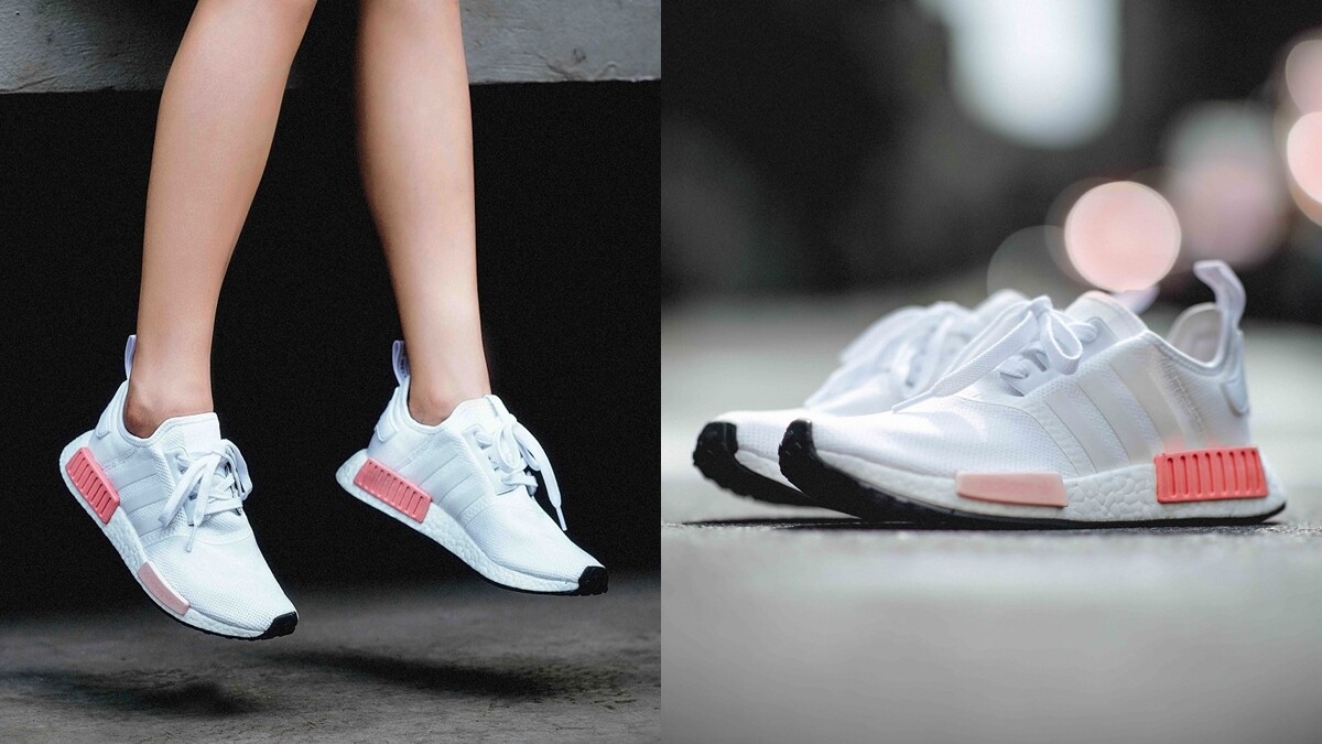 配上玫瑰粉的小白鞋會不會太美！adidas Original全新NMD_R1球鞋，本周末開賣