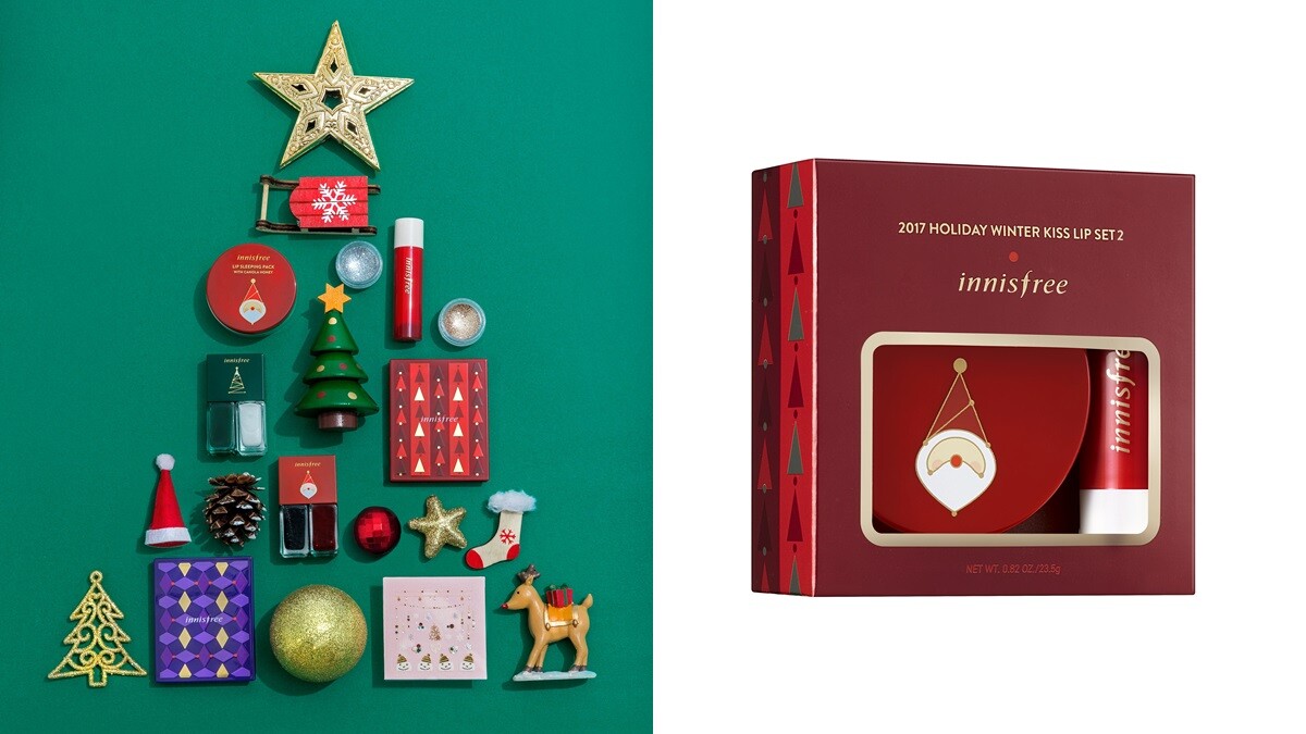 innisfree 聖誕禮盒第二發來了！綠色聖誕彩妝盤、指彩組還有暖心之吻護唇組也讓人太難抉擇了