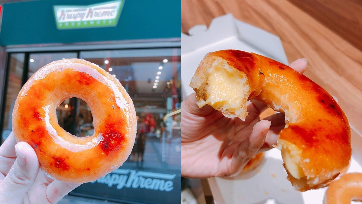 這顆原味進階版太犯規！Krispy Kreme最新推「香烤布蕾甜甜圈」，還有滿滿牛奶卡士達內餡