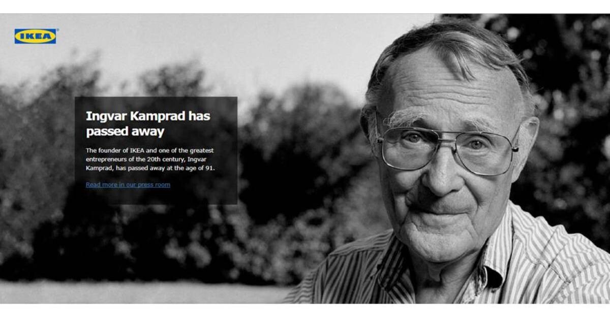 太震驚！為千萬家庭增添北歐生活色彩 IKEA創辦人Ingvar Kamprad 1/27逝世家中 享年91歲