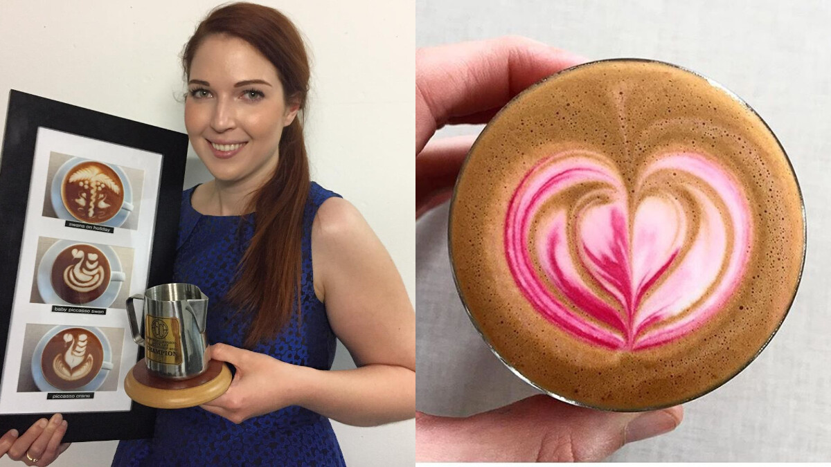 澳洲咖啡師 Emily Coumbis，彩色拉花創意咖啡，替黑白染上繽紛視覺~