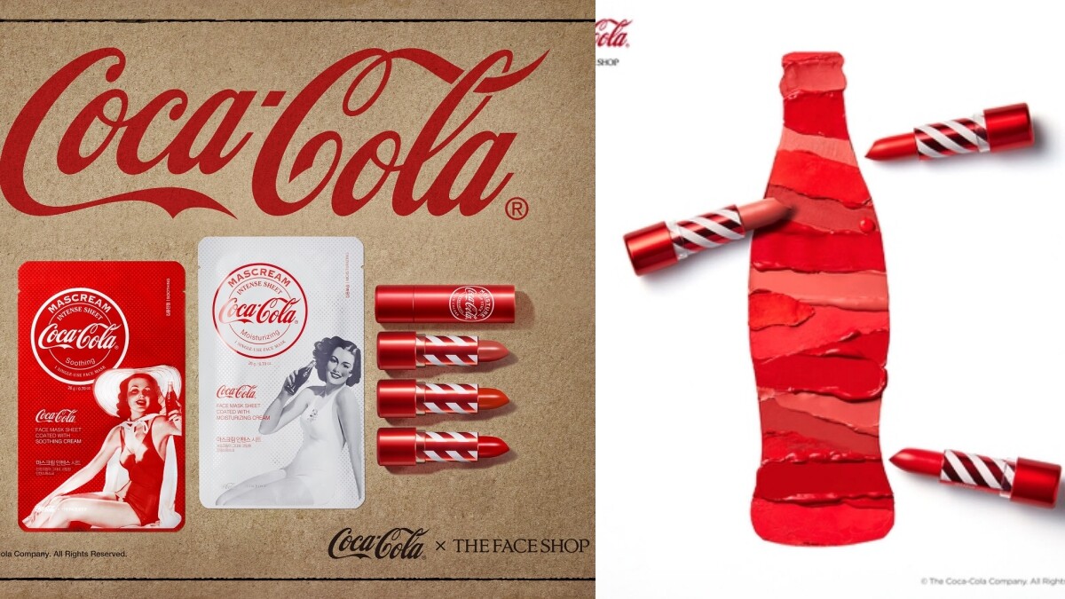 THE FACE SHOP X可口可樂Coca-Cola聯名彩妝第二波來了！有可樂味道的口紅、販賣機外盒的面膜…復古風路線讓可樂迷瘋狂