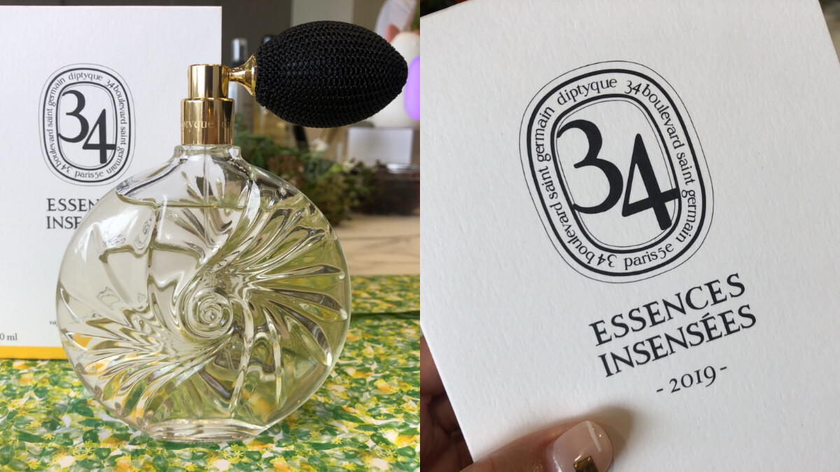 古典華麗的玻璃瓶身DIPTYQUE 34號2019限量淡香精 挾帶著來自大溪地的梔子花香，青澀、靈動而又無比輕盈新鮮！ 