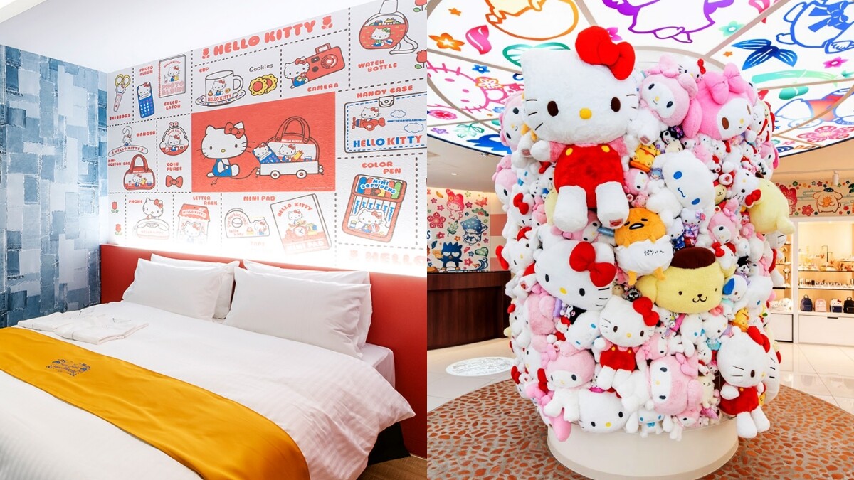 日本首間「三麗鷗主題酒店」開幕！Hello Kitty、蛋黃哥陪你入眠，4種風格、8大人氣角色狂噴少女心