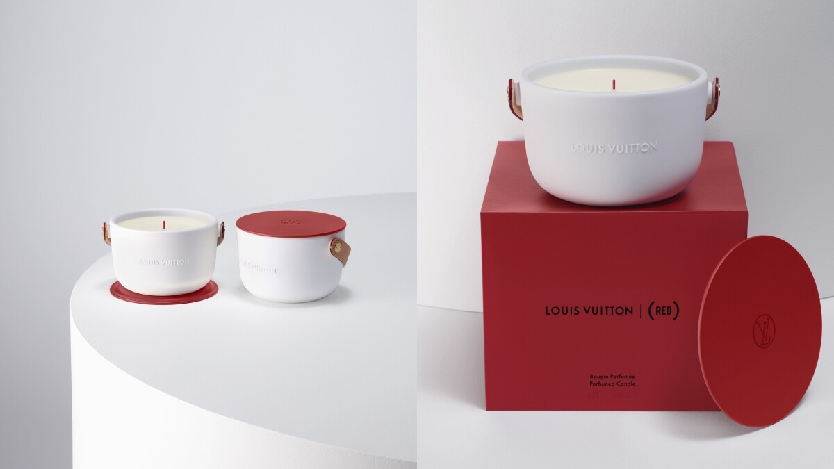 全紅瓶身LV蠟燭太耀眼！路易威登與(RED)合作推出Louis Vuitton I (RED)香氛蠟燭，每賣出一罐就會捐款給愛滋基金