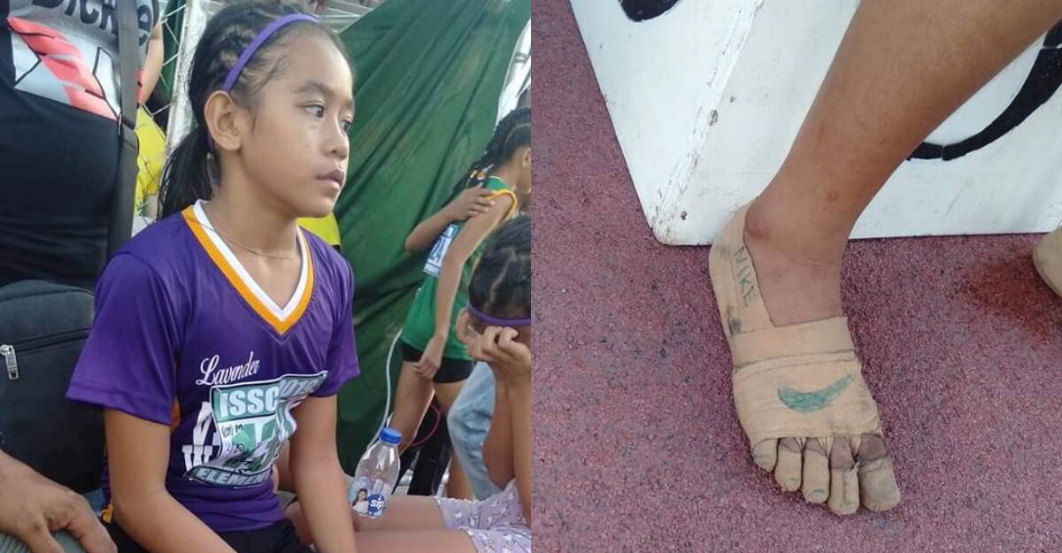 沒有名牌運動鞋，只有一顆想贏的心！菲律賓11歲小女孩自製繃帶「NIKE跑鞋」，一舉奪下田徑賽3金！