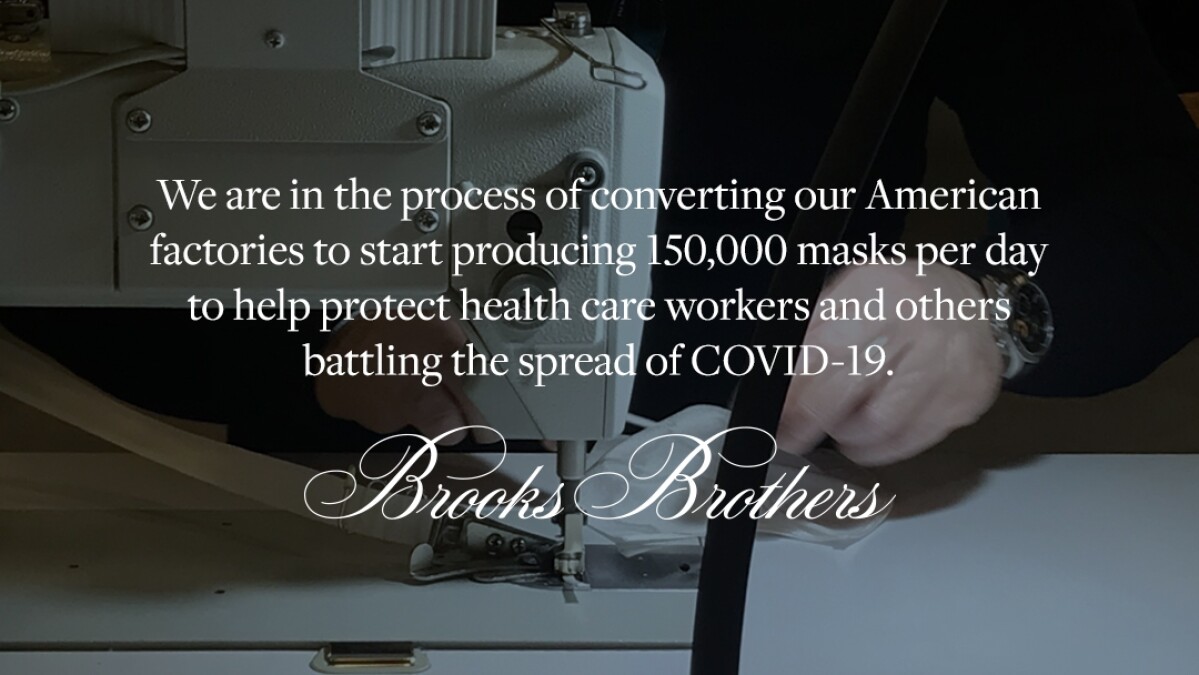 Brooks Brothers西裝生產線改做口罩，員工居家檢疫14天後正式重返崗位開工，日產15萬片！