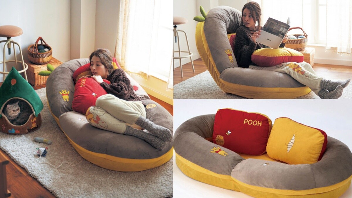 維尼控居家必備！日本推小熊維尼懶人沙發椅，3WAY無論坐著、躺著都有滿滿療癒感