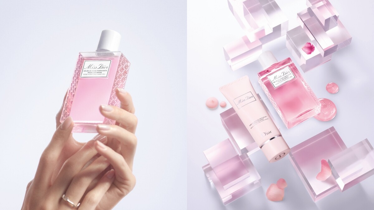 迪奧Miss Dior 2021年推出首款乾洗手，千鳥格紋瓶身+格拉斯玫瑰水，一抹散發香氣好療癒