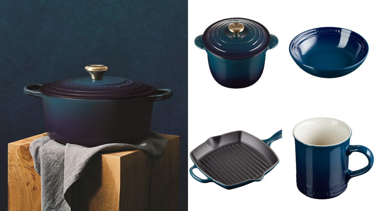 LE CREUSET推出新色「極光午夜藍系列」！神秘藍綠漸層鑄鐵鍋、餐盤優雅升級