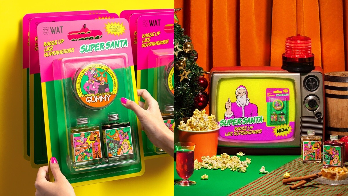 《WAT》推出2021聖誕雞尾酒禮盒！肌肉耶誕老人美式漫畫包裝，還有無酒精軟糖上市