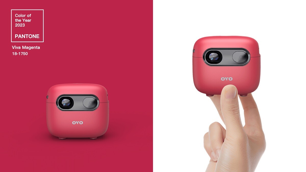 OVO小蘋果智慧投影機推出「萬歲洋紅」款！超可愛外觀紅了，迷你追劇神器就是它