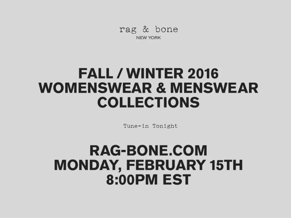 【紐約時裝週Live】rag & bone秋冬大秀倒數：2月16日早上9點正式登場！