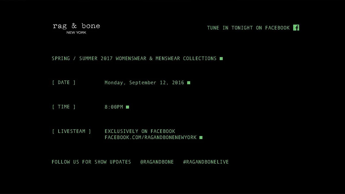 【紐約時裝週Live】rag & bone春夏大秀倒數：9月13日早上八點正式登場！