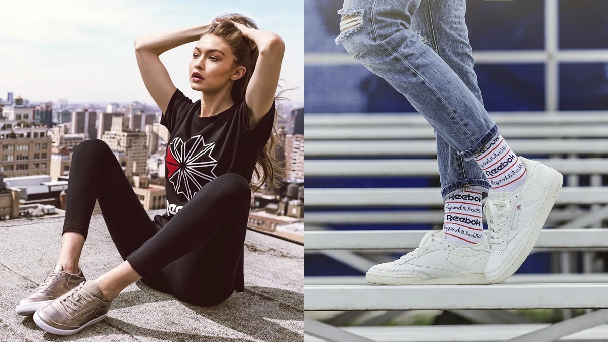 Gigi Hadid腳上那雙在這裡！玫瑰金、香檳金屬色的Reebok 經典Club C太美
