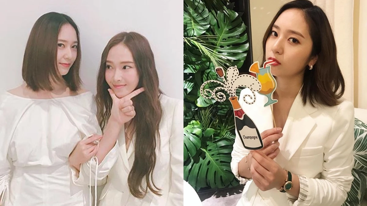 俐落褲裝配手錶手鐲、露肩洋裝戴項鍊…Krystal鄭秀晶的兩種派對look這樣搭!