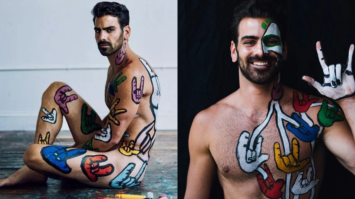 為同志和聽障族群發聲，裸身畫滿「I Love You」手語圖案！聾啞男模Nyle DiMarco：我們需要每天都散播一點愛。