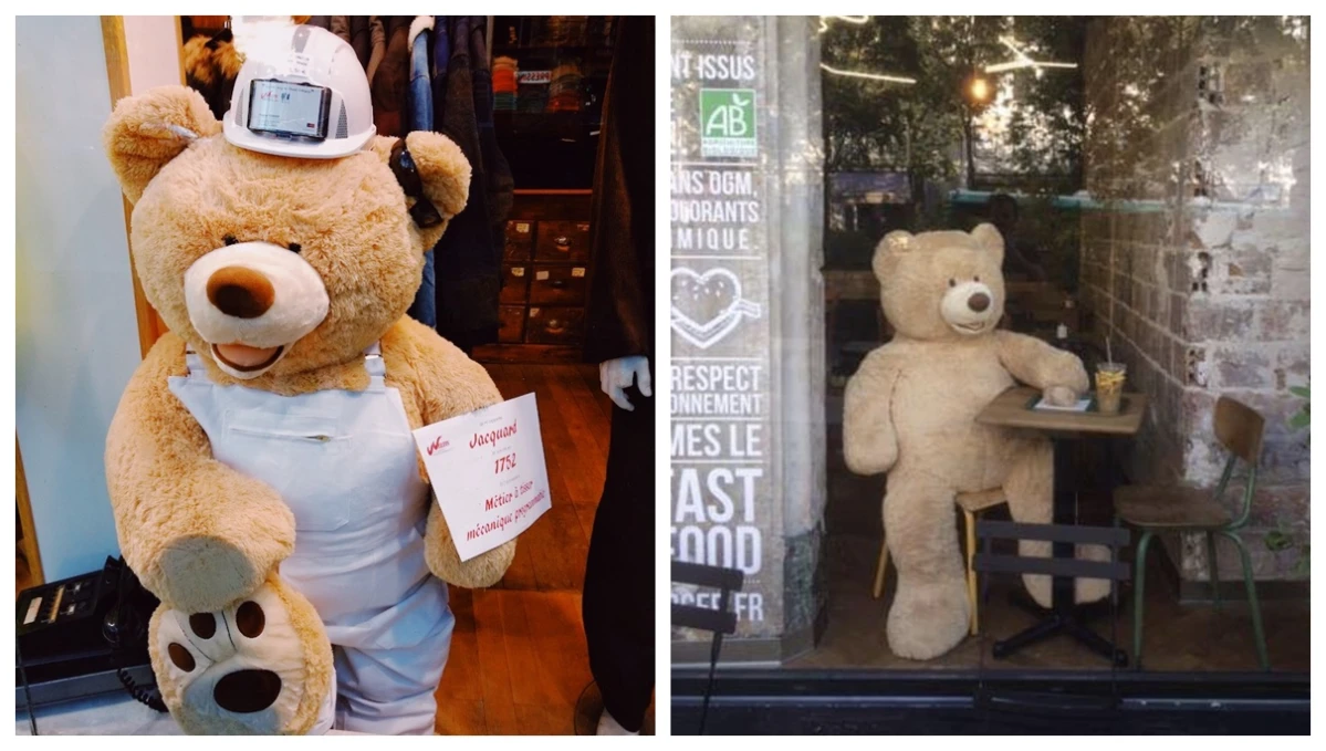 【新鮮事】熊麻吉竟然在時尚之都巴黎的小區裡，打瞌睡、喝咖啡、談生意、試鞋子？可以上哪找熊熊啊？