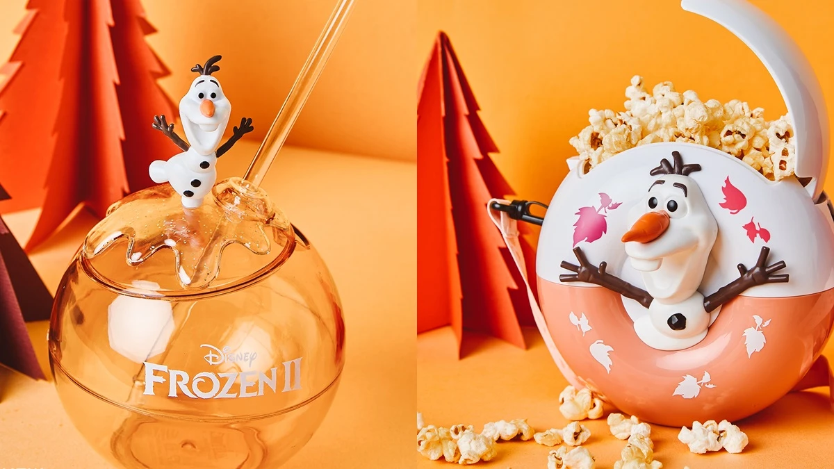 威秀影城《冰雪奇緣2》第二波周邊來了!馬卡龍橘楓葉雪寶杯、爆米花桶,還有夢幻魔法杖泡泡飲料杯