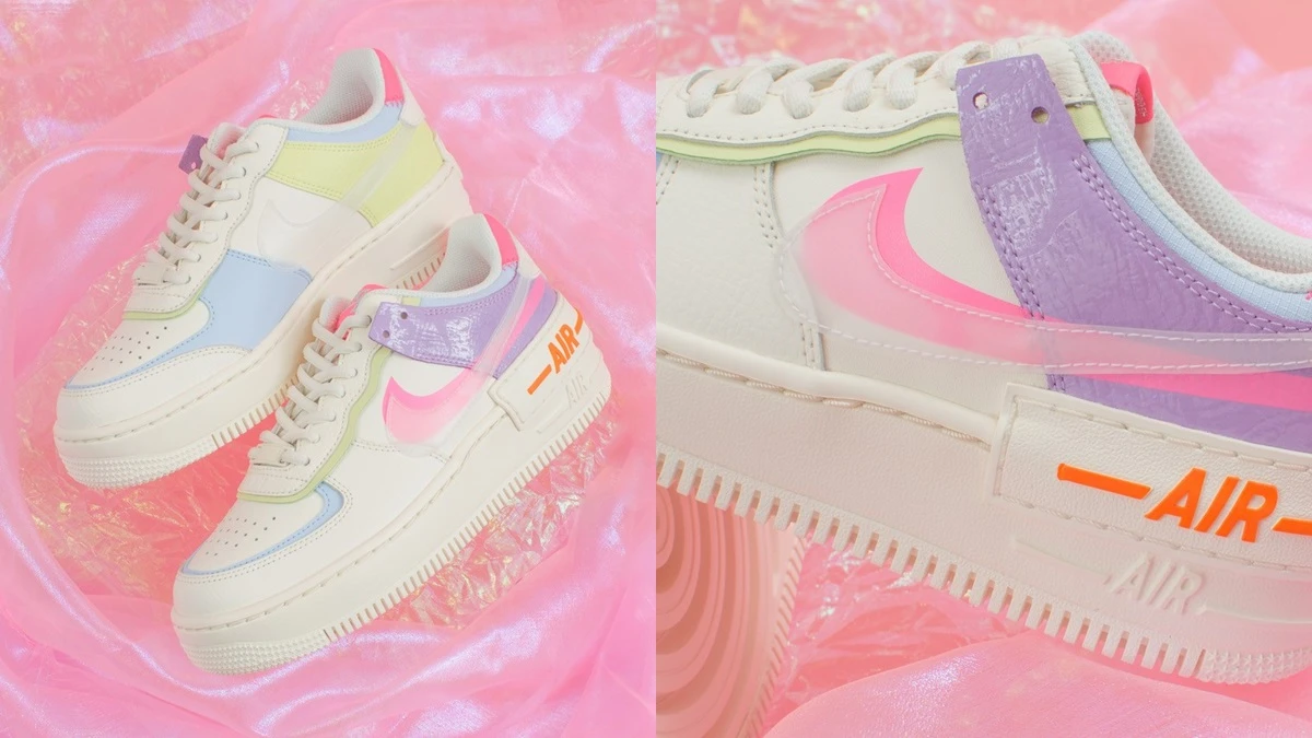 粉嫩馬卡龍配色!NIKE Air Force 1經典Swoosh換成透明拼接粉色,本人實在超級仙