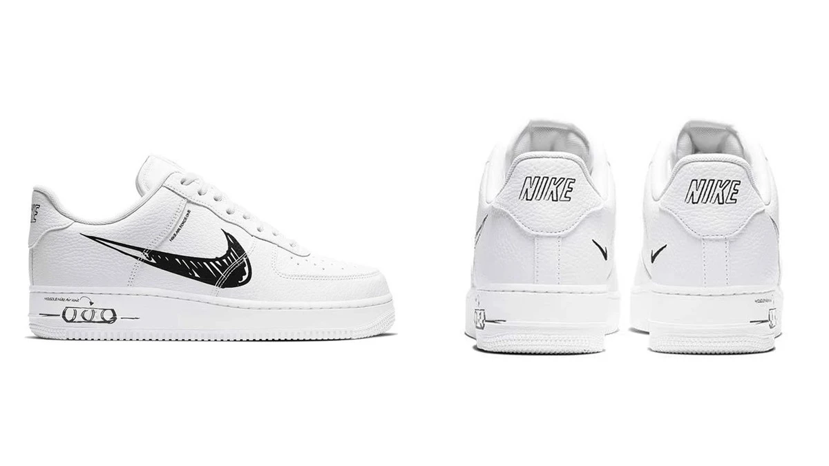 經典Swoosh Logo換上手繪風格!Nike發表全新黑、白Air Force 1手繪限定版