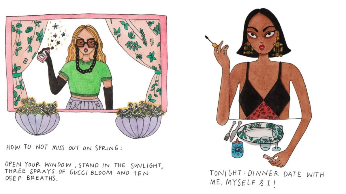 Gucci Beauty與藝術家 Emma Allegretti 合作,插畫畫出宅在家#StayAtHome的美好小事