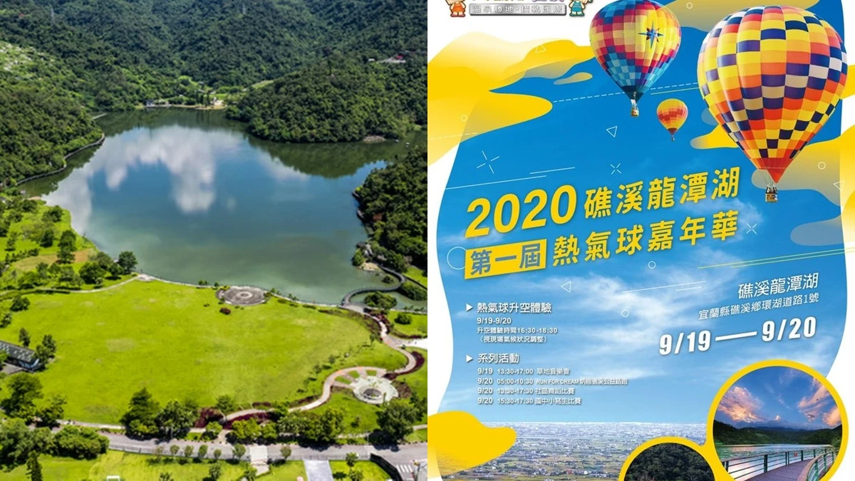 宜蘭也能搭熱氣球！「2020礁溪熱氣球嘉年華」9/19登場，飽覽龍潭湖山水美景，票價、搭乘時間出爐