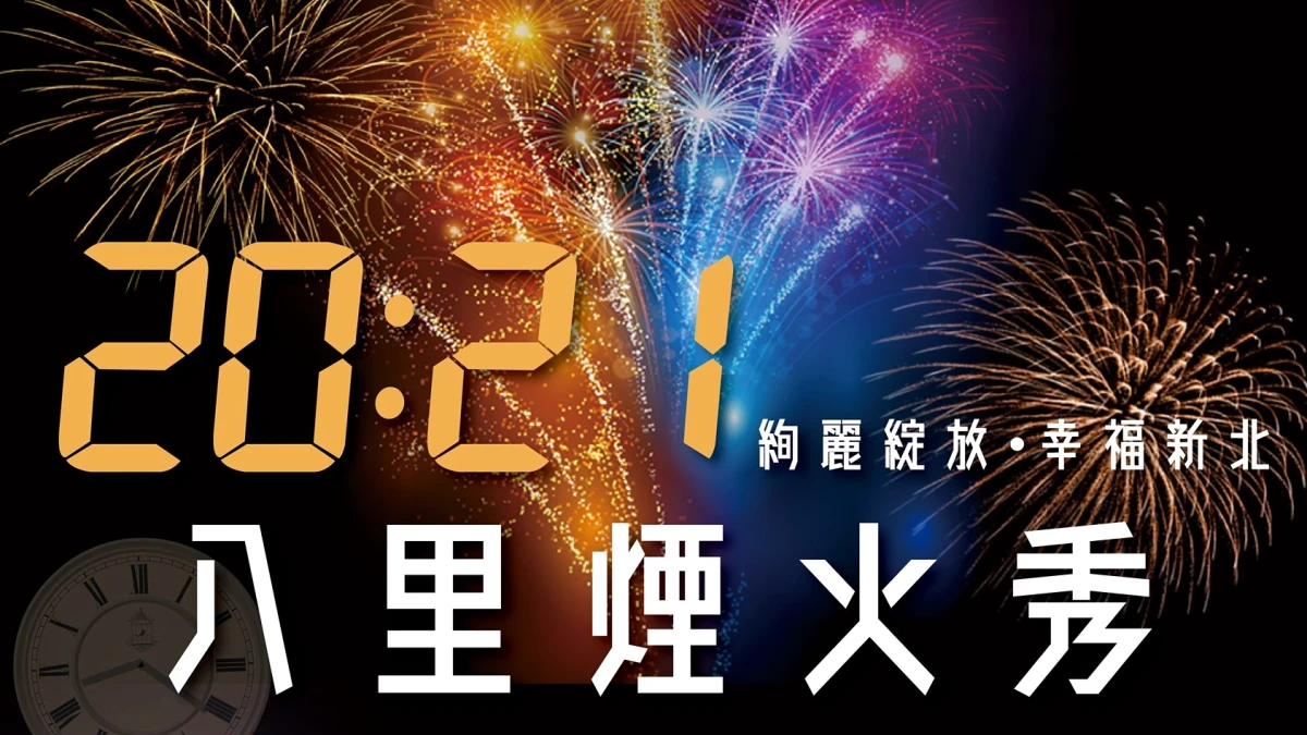 新北「2021八里煙火秀」全台最早跨年煙火宣布延期!首度施放100公尺高空煙火,還有水中旋轉芭蕾、黃金瀑布煙火點亮河畔