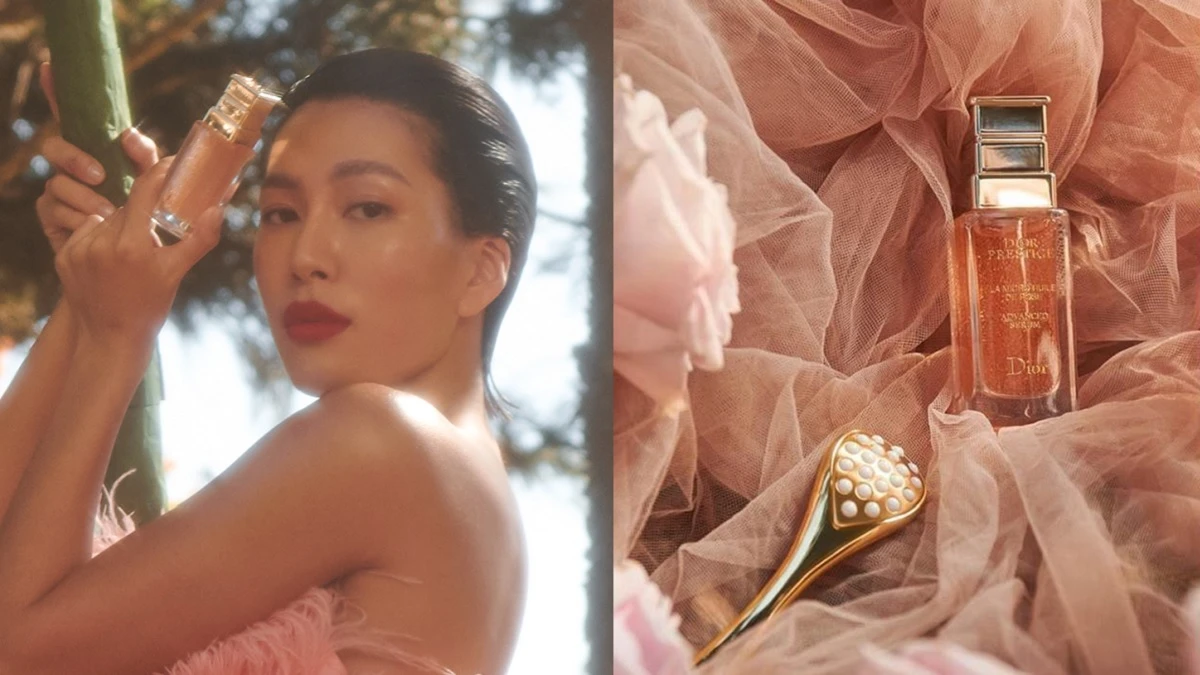 時尚美妝名人莫莉公開「讓臉瘦2倍」秘訣：DIOR精萃再生玫瑰微導精露+微導珍珠按摩壓勺，讓肌膚緊緻度、好氣色攻頂，再現玫瑰花瓣美肌！