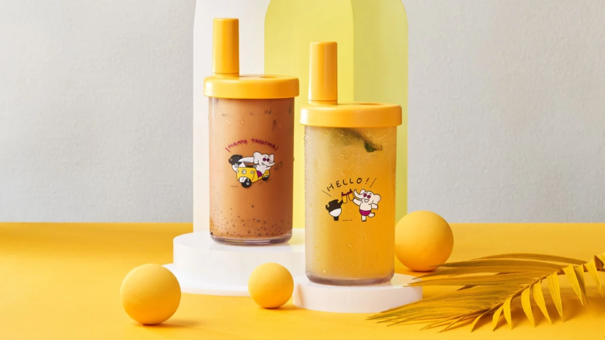 《饗泰多》攜手插畫家Cherng推出「來貘聯名小象杯」!時髦熱帶黃杯蓋,還有6款飲品可選