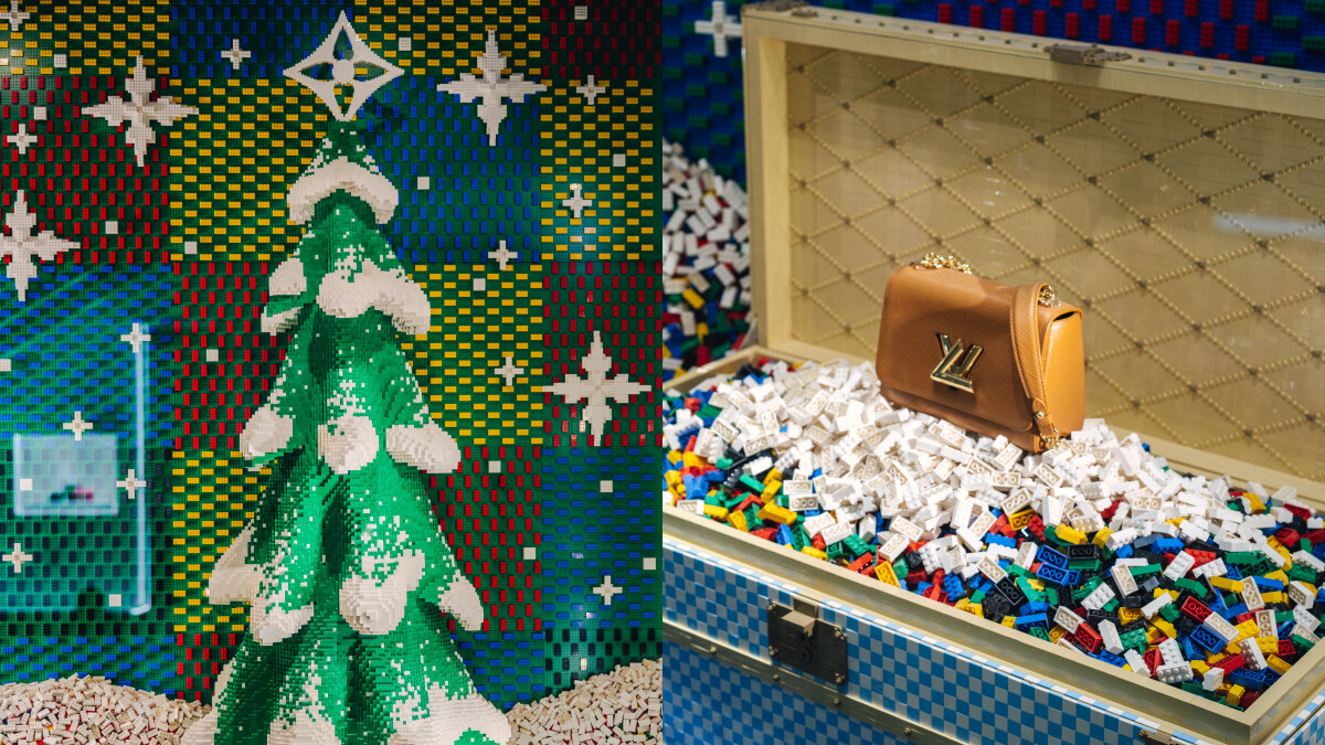 LV櫥窗盛開樂高聖誕樹！Lego積木還原經典棋盤格紋印花，繽紛童趣值得朝聖