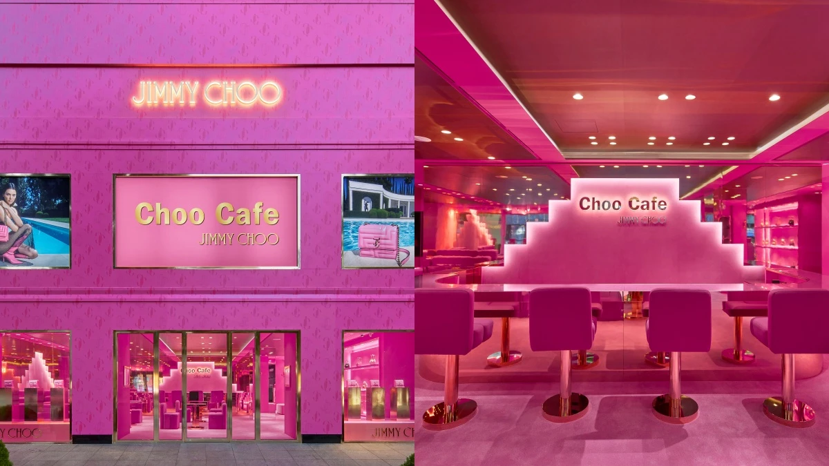 林志玲婚鞋Jimmy Choo首爾Choo Café開幕,店裝、桌椅到甜點都是桃粉色
