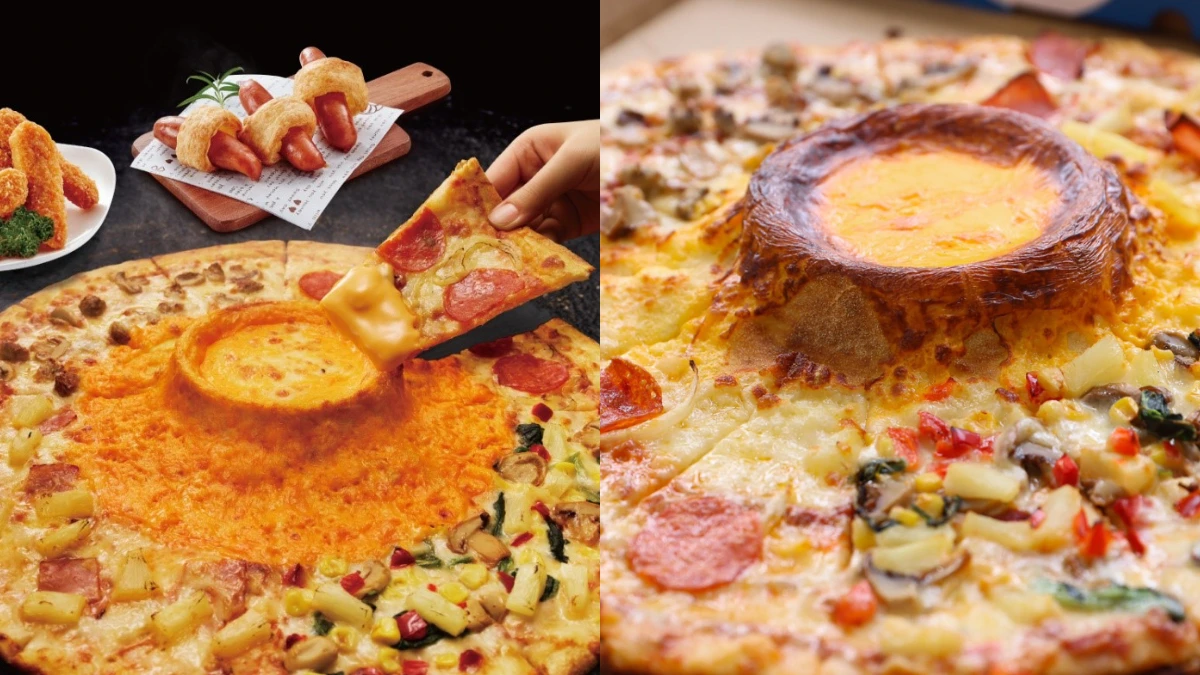 台日聯手研發！達美樂推新品起司火山四喜披薩，「整片披薩沾進熔岩起司」超驚人