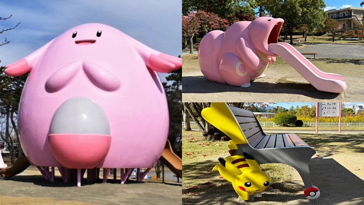 寶可夢粉必須朝聖日本福島「吉利蛋公園」！6公尺高粉色溜滑梯太療癒，還有大舌頭與皮卡丘等你抓