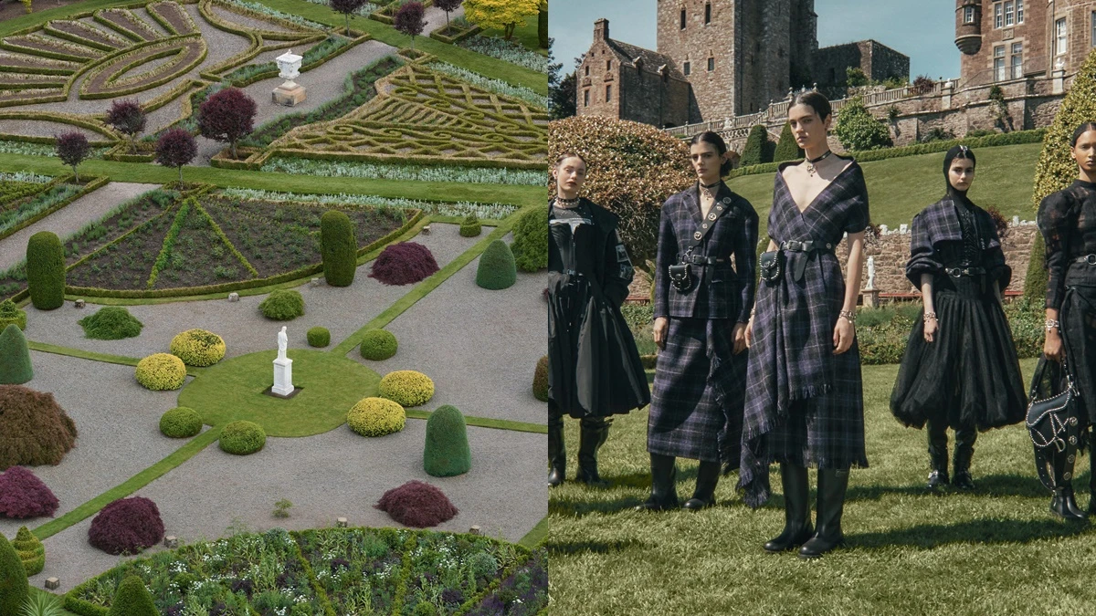 Dior 2025早春帶我們來到這座夢幻花園！將經典蘇格蘭格紋染上暗黑歌德色彩